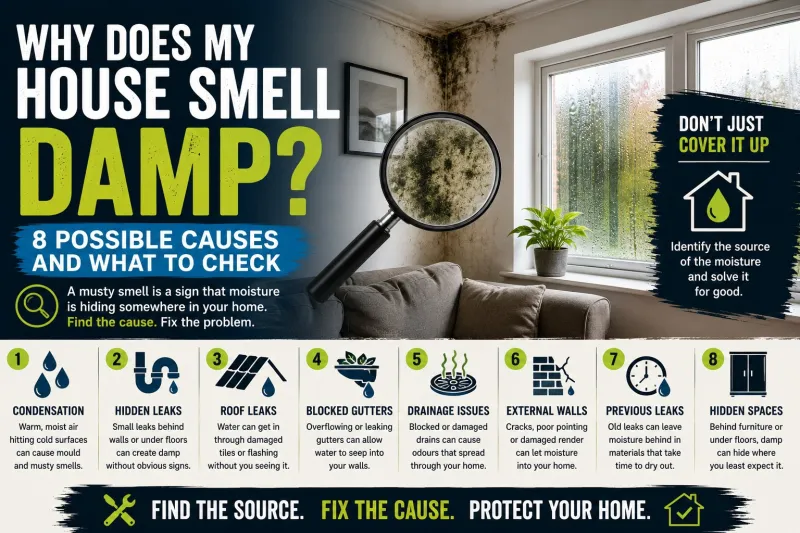 Why Does My House Smell Damp? 8 Possible Causes and What to Check