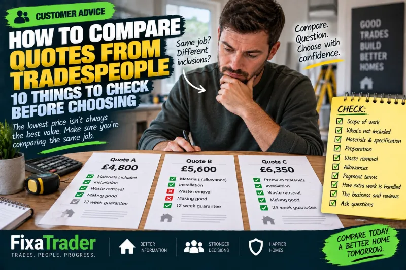 How to Compare Quotes From Tradespeople: 10 Things to Check Before Choosing