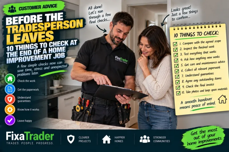 Before the Tradesperson Leaves: 10 Things to Check at the End of a Home Improvement Job