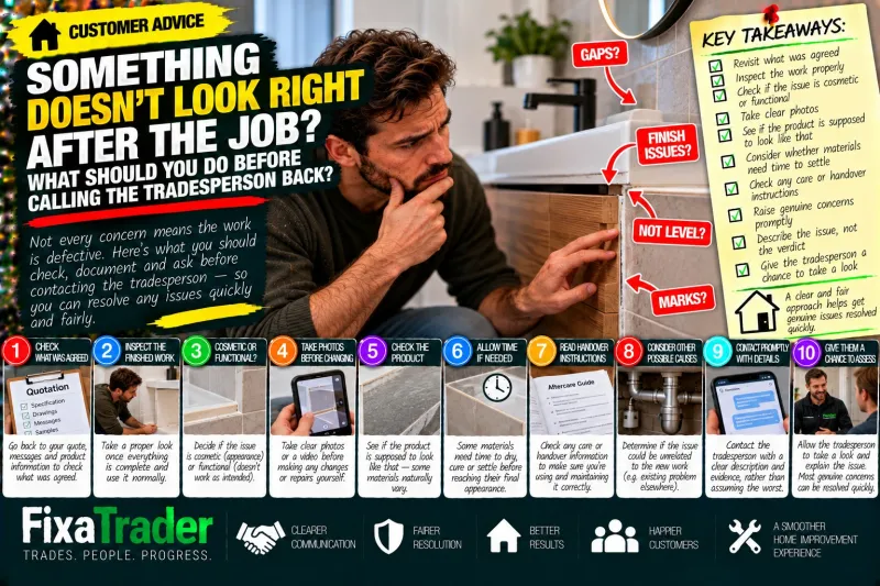 Something Doesn’t Look Right After the Job: What Should You Do Before Calling the Tradesperson Back?