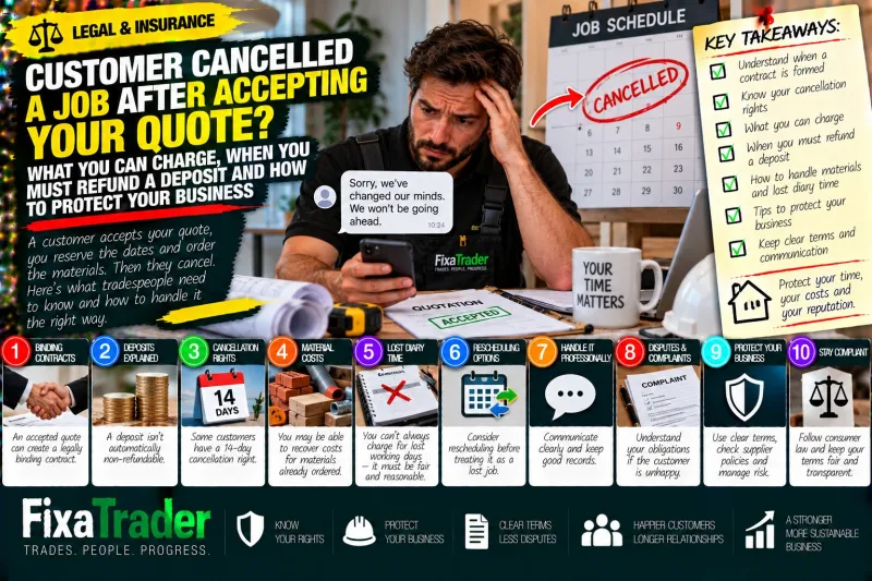 What Happens When a Customer Cancels a Job? A Guide to Deposits, Cancellation Fees and Your Rights as a Tradesperson