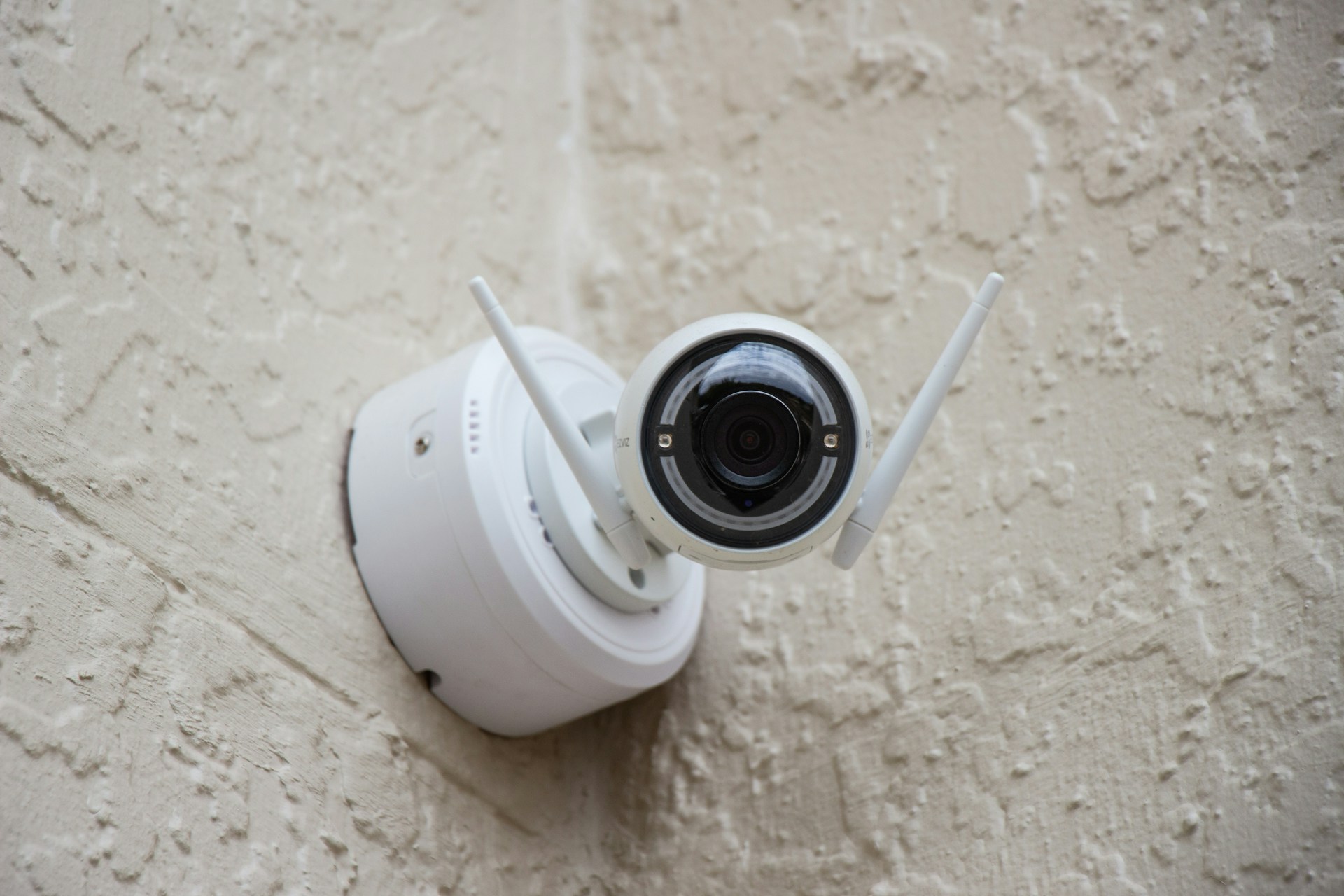 Close up image of a home CCTV camera installed