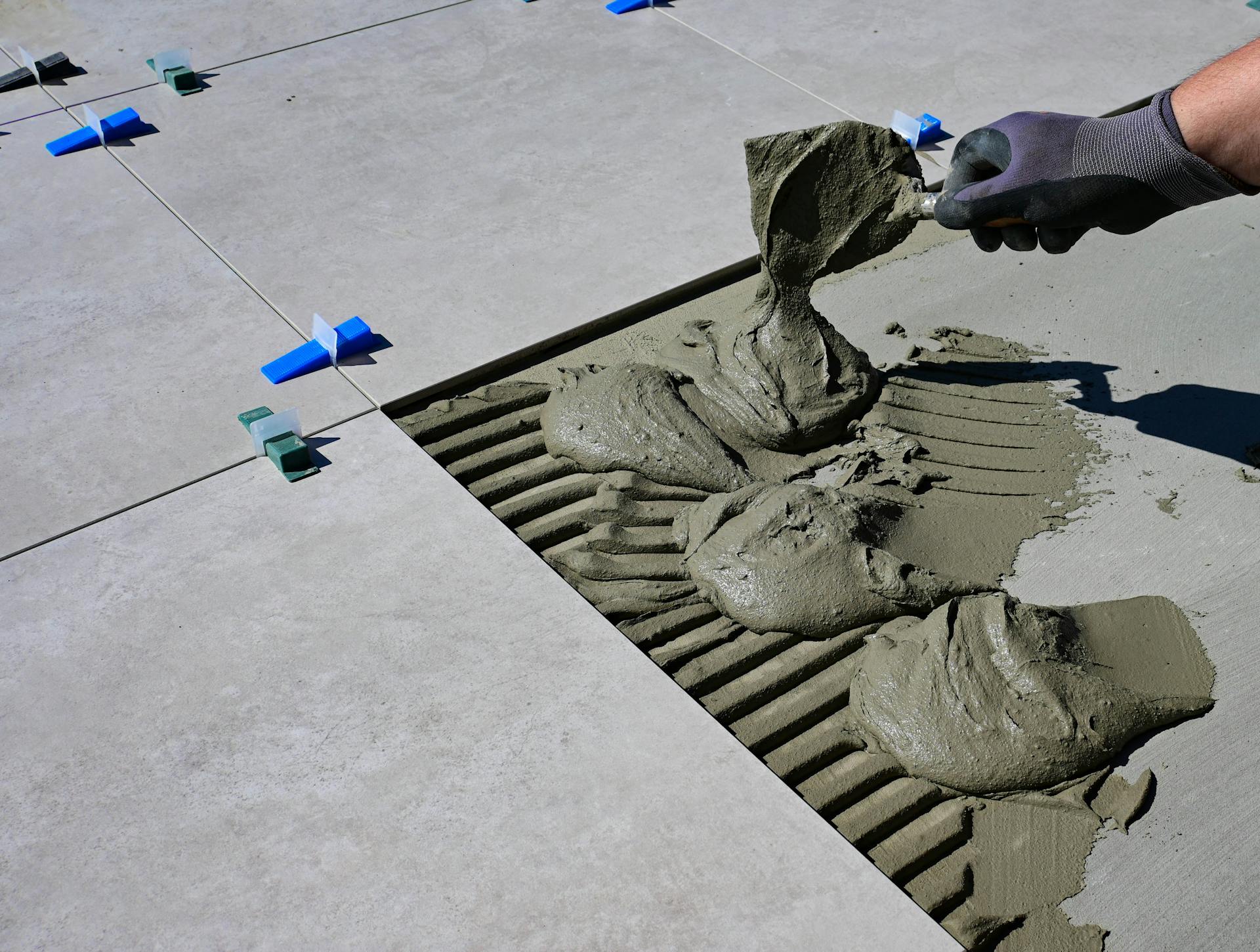 Close up image of a professional tiling